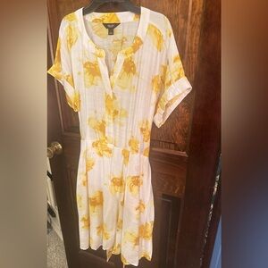 Simply Vera Vera Wang White and Yellow Floral Mini Dress